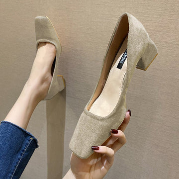 Niulatu Heels Shoes Woman 2025 Autumn Square Toe Black Heels Office Ladies Female Pumps women shoes DJSE